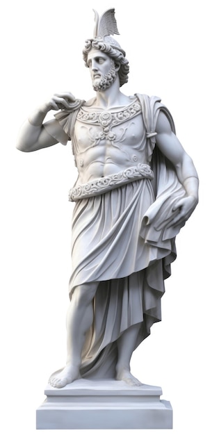 ギリシャの大理石の神像が白い背景に隔離されて AI で生成されました