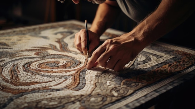 Greek mosaicist crafts breathtaking mosaic workshop filled with tile clicks and stone scent