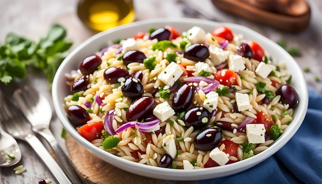 Greek Orzo Salad with Feta and Kalamata Olives