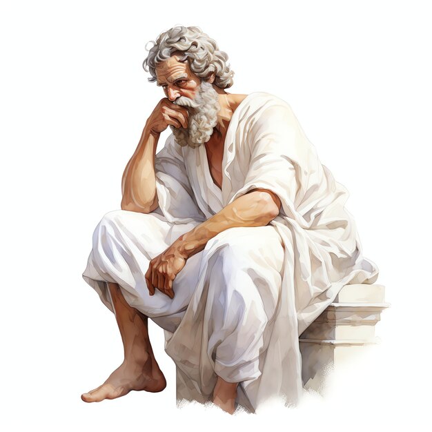 Photo greek philosopher engaged in thoughtful contemplation illustration