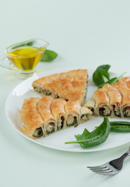 Greek pie spanakopita with spinach and cheese