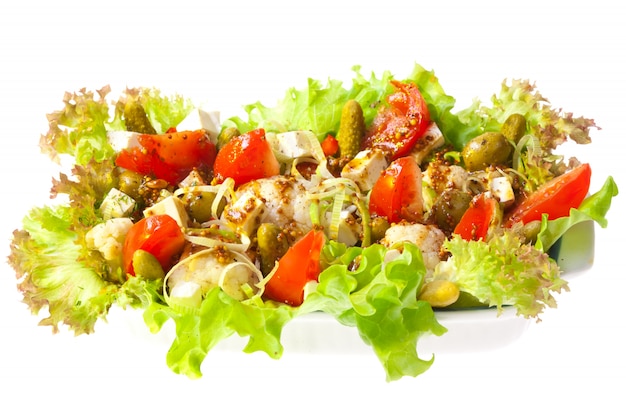 Greek salad. Healthy food concept 