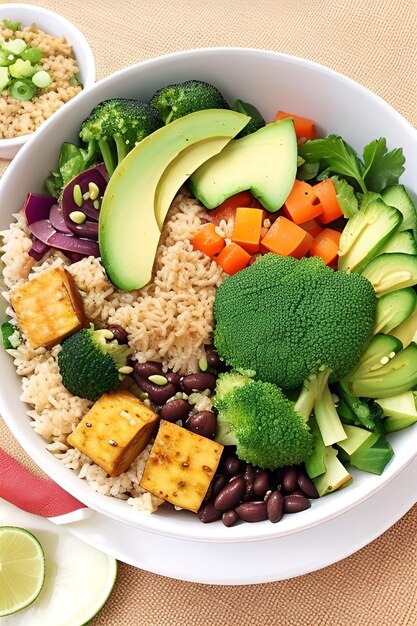 Foto insalata greca in un piatto su uno sfondo scuro cibo vegetariano sano