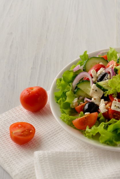 Greek salad. Vegetarian food