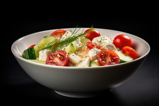 Greek Salad in a White Bowl