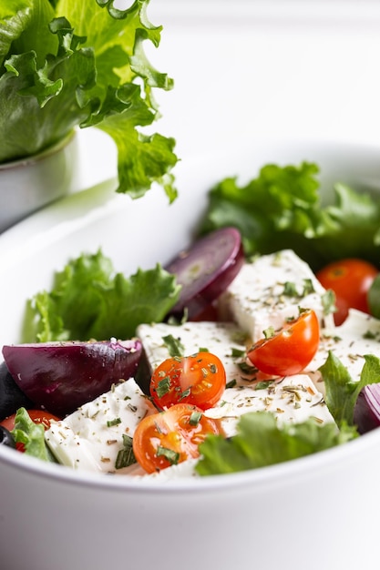 Greek salad with feta cheese