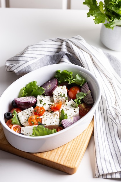 Greek salad with feta cheese