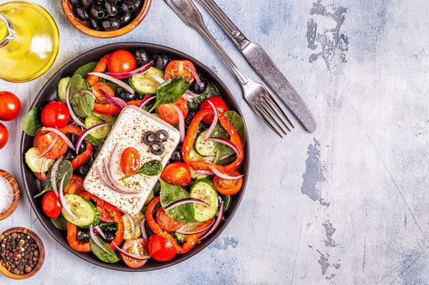 Greek salad with fresh vegetables