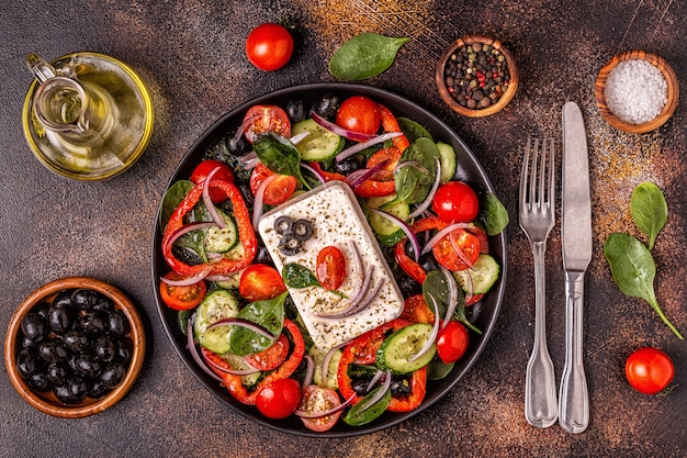 Greek salad with fresh vegetables