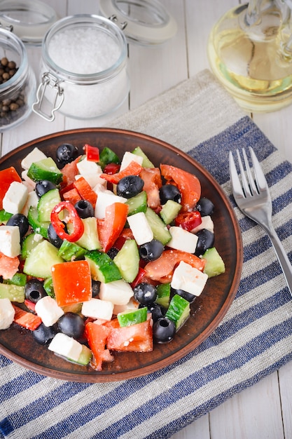 Greek salad with tomatoes, feta and olives