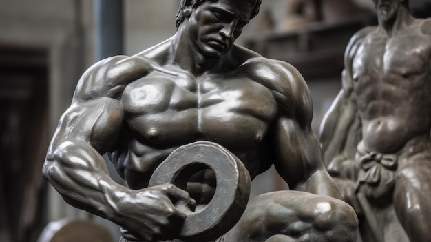 Foto statua greca di un bodybuilder