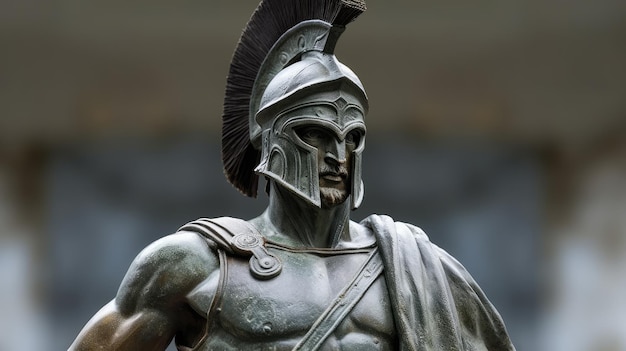 Foto statua greca di un guerriero