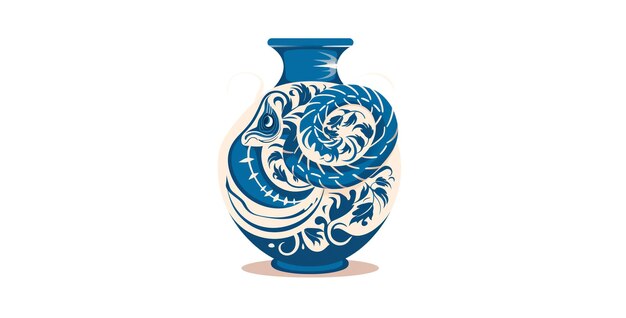 Greek Vase Logo With a snake on white Background vase with flowers