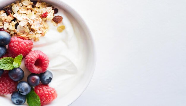 Premium Photo | Greek yogurt berries and granolaa vibrant healthy