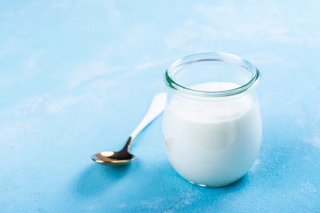 Greek yogurt in a glass jar