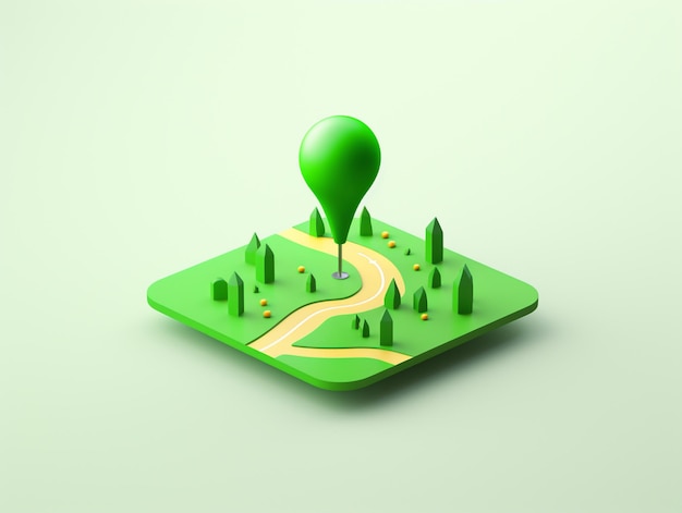 green 3d location icon