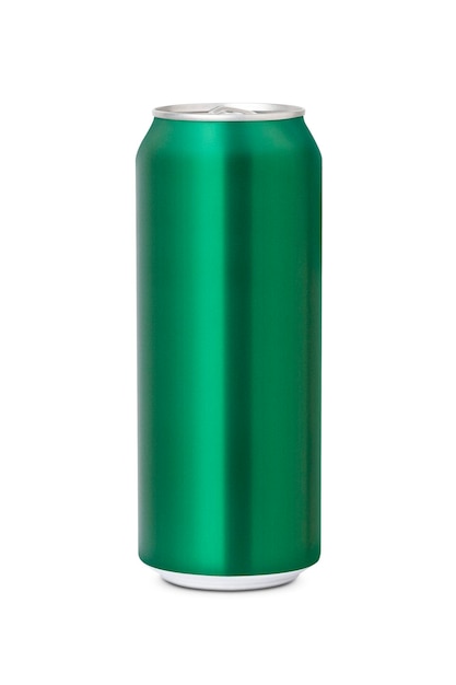 Photo green 500ml and aluminium can isolated on white background