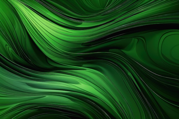 Green abstract background with flowing waves Generative AI