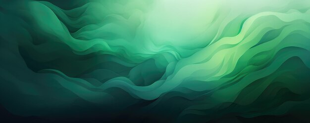 Зеленый абстрактный фон с дымовыми волнами Генеративный ИИ