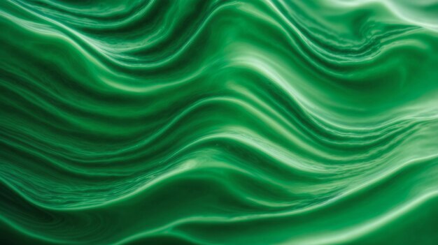 Green abstract background with smooth lines and waves