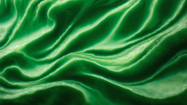 Green abstract background with smooth lines and waves