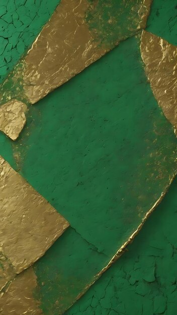 Green abstract cement with gold texture