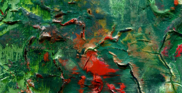 緑の抽象絵画、油で描かれた液体アート スタイル