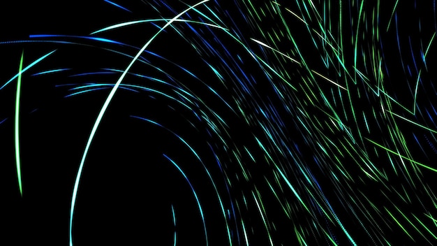 Forma astratta verde del design digitale di particelle al neon