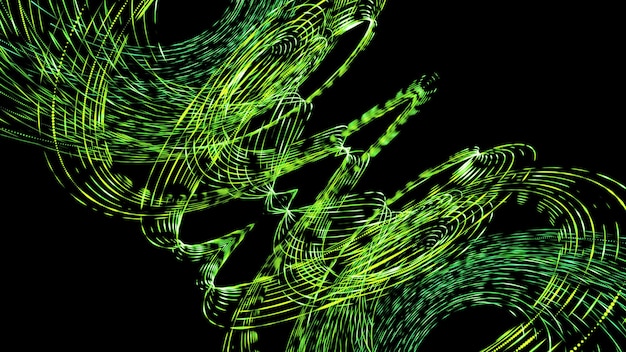 Green abstract shape of neon particles