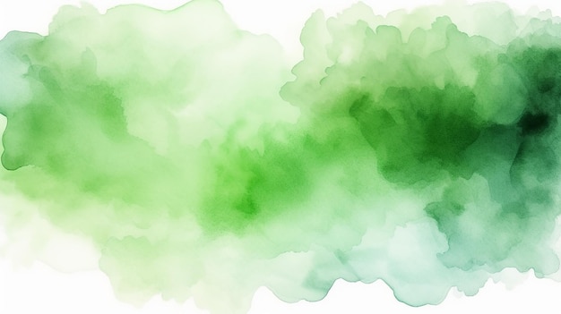 green abstract watercolor texture background on white background