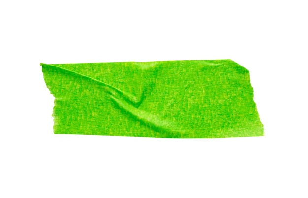 Зеленая клейкая лента на белом фоне