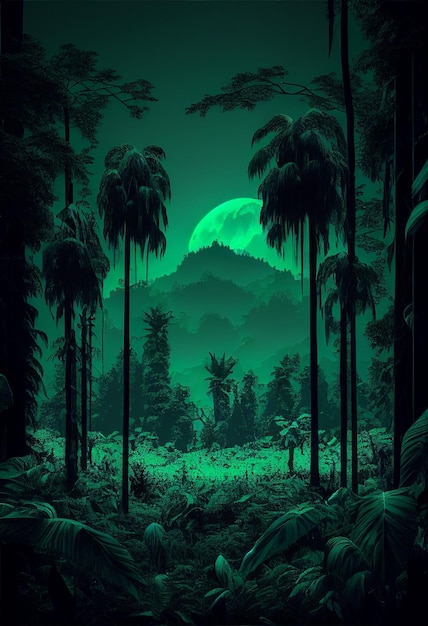 Green aesthetic wallpapers, forest landscape