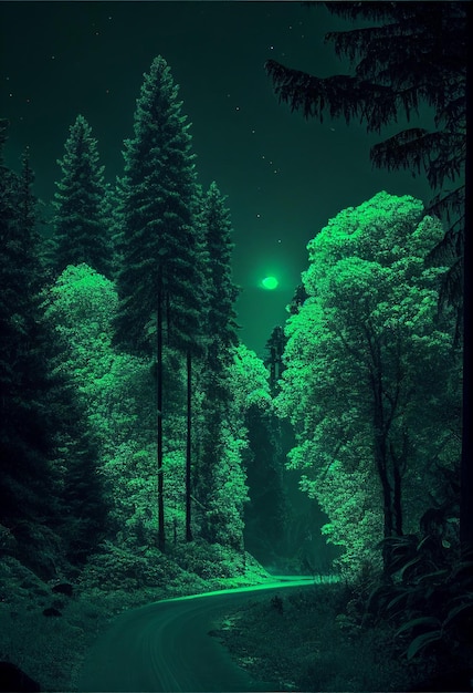 Green aesthetic wallpapers, forest landscape