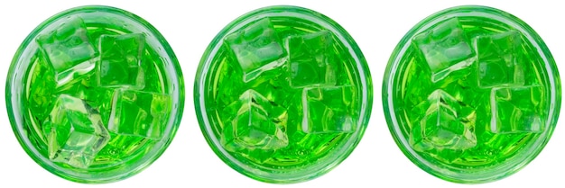 Green alcoholic cocktail with gin vodka ice