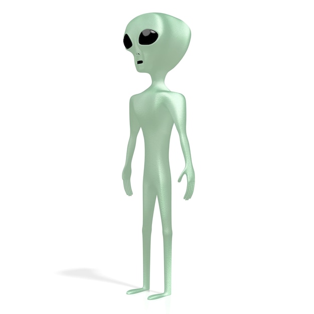 Green alien isolated on white background