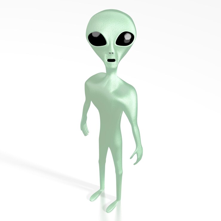 फोटो green alien isolated on white background