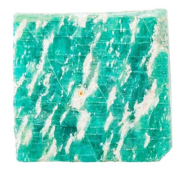 Green amazonite mineral stone isolated on white