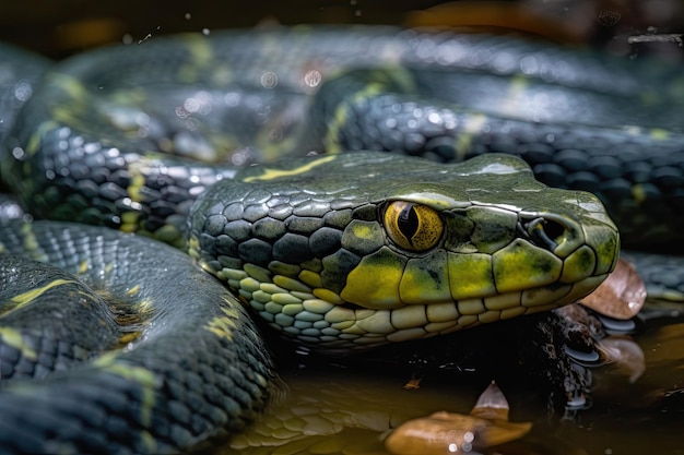 Зеленые анаконды в Южной Америке