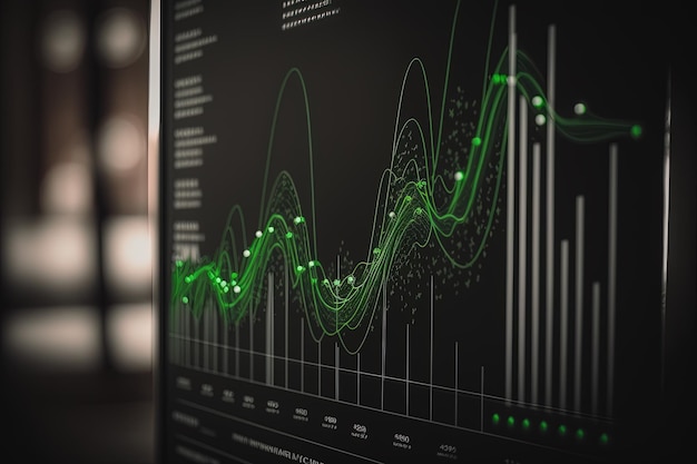 Фото Зеленый анализ визуализация данных цифровой аналитики, финансовый график