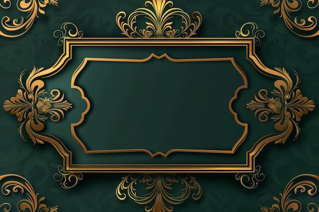 写真 green and gold background with gold frame