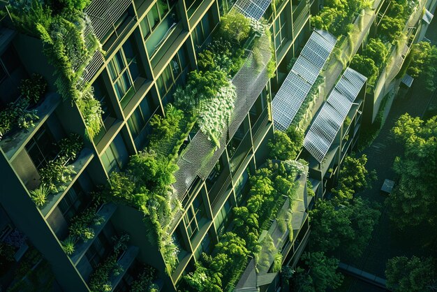Photo a green apartment with a lot of plants on the roof
