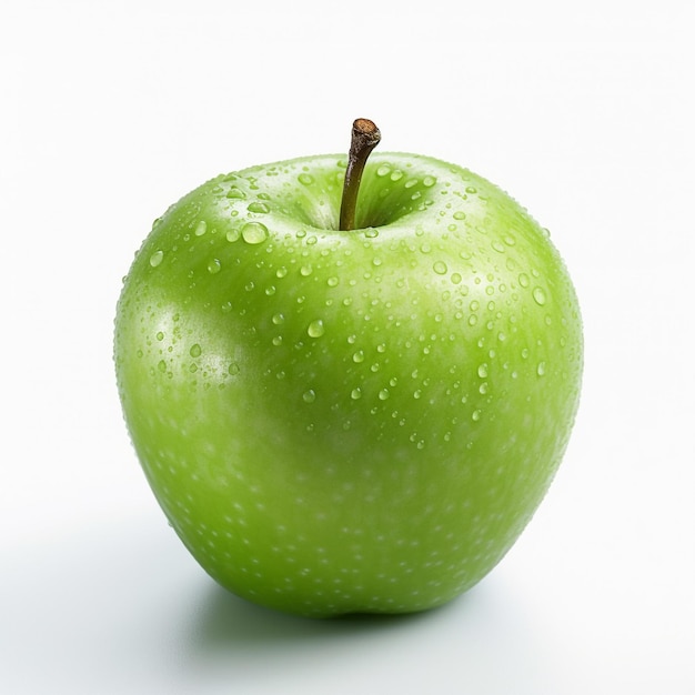 Green apple fruit on white background