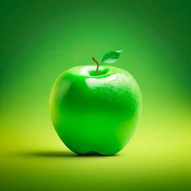 Зеленое яблоко Гренни Смит изолировано на зеленом фоне