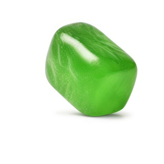 A green apple is on a white background with a white background.