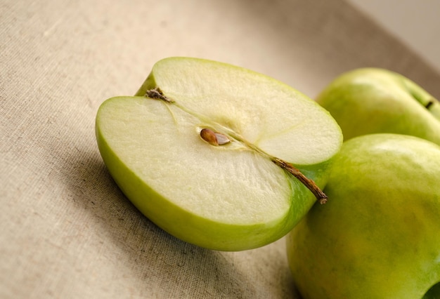 Green apple isolated on white background cutout.