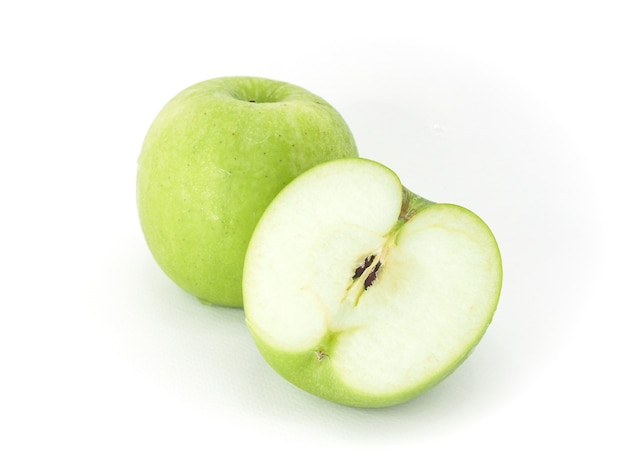 Green apple isolated on white background.