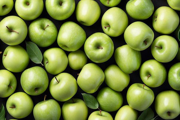 Green apple Raw fruit and vegetable backgrounds overhead perspective part of a set collection of healthy organic fresh produce