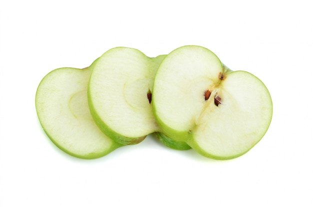 Green apple sliced isolated on white background