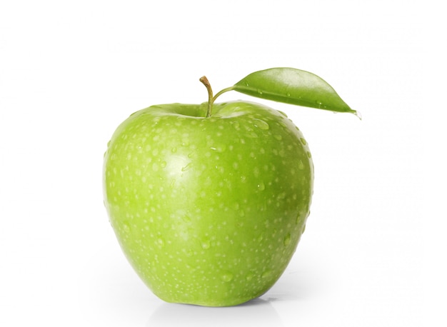 Green apple on white background