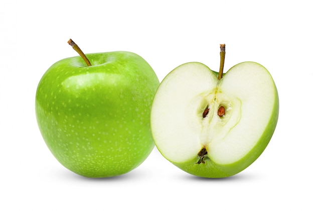 Green apple on a white background